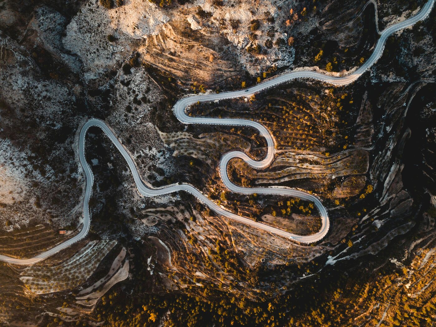 Aerial view of road through terrain — progeCAD civil engineering and road design CAD